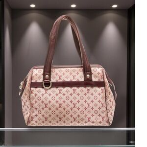 AUTHENTIC LOUIS VUITTON MINI LIN JOSEPHINE PM BURGUNDY PM RARE VINTAGE BAG